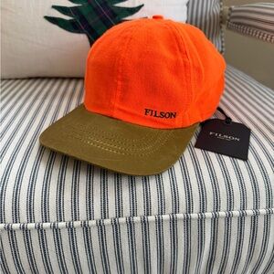 Filson Insulated Blaze Tin Cap 11060074 Khaki Tan Waxed Cotton Cloth Orange